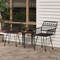 Berkfield Home Garden Chairs 2 pcs with Armrest Black 56x64x80 cm PE Rattan | Size: 56 x 64 x 80 cm