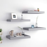 Berkfield Home Floating Wall Shelves 4 pcs Grey 40x23x3.8 cm MDF