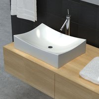 Berkfield Home Bathroom Ceramic Porcelain Sink Art Basin White High Gloss