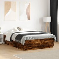 Berkfield Home Bed Frame without Mattress Smoked Oak 120x190 cm Small Double in Brown