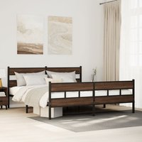Berkfield Home Metal Bed Frame without Mattress Brown Oak 180x200 cm Super King