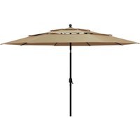Berkfield Home 3-Tier Parasol with Aluminium Pole Taupe 3.5 m in Beige