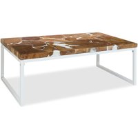 Berkfield Home Coffee Table Teak Resin 110x60x40 cm White & Brown | Size: 110 x 60 x 40 cm