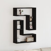 Berkfield Home Wall Shelves 2 Pack Black Oak 50x15x85 cm Made from Engineered Wood | Size: 50 x 15 x 85 cm