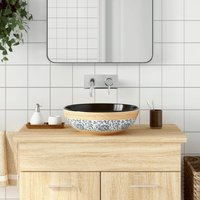 Berkfield Home Countertop Basin Multicolour Round Φ41x14 cm Ceramic in Black | Size: 41x14 cm
