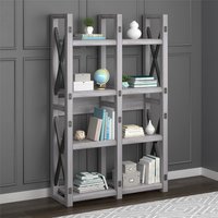 Gr8 Home Rustic White Wildwood Wood Veneer Bookcase Shelving Rack