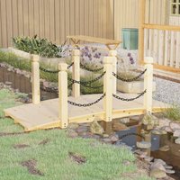 Berkfield Home Garden Bridge with Chain Railings 150x67x56cm Solid Wood Spruce in Brown | Size: 150 x 67 x 56 cm