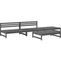 Berkfield Home 4 Piece Garden Lounge Set Grey Solid Wood Pine