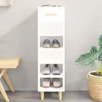 Sleek High Gloss Shoe Cabinet Wood Storage Solution