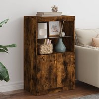 Sideboard LED Lights Smoked Oak 60.5x37x100 cm