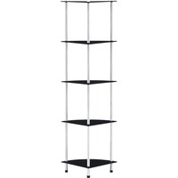 Berkfield Home 5-Tier Shelf Black 30x30x130 cm Tempered Glass | Size: 30 x 30 x 130 cm