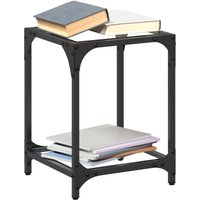 Berkfield Home Coffee Tables with Transparent Glass Top 2 pcs 30x30x40 cm Steel in Black | Size: 30 x 30 x 40 cm