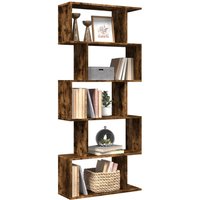 Room Divider Bookcase 5 Tier Smoked Oak 70x24x161 cm Engineered Wood x 24 x 161 cm