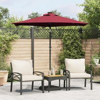 Berkfield Home Garden Parasol with LEDs & Steel Pole Bordeaux Red 225x225x212cm | Size: 225 x 225 x 212 cm