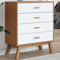 Berkfield Home Drawer Cabinet OLDEN White & Brown Solid Wood Pine
