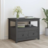 Berkfield Home Coffee Table Grey 71x49x55 cm Solid Wood Pine | Size: 71 x 49 x 55 cm