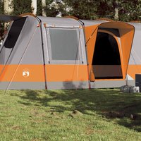 Berkfield Home Camping Tent Tunnel 4-Person Grey & Orange Waterproof