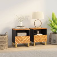Berkfield Home Bedside Cabinets 2 pcs Brown & Black Solid Wood Mango