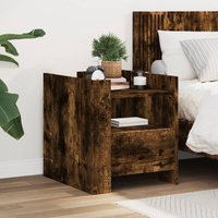 Berkfield Home Bedside Cabinet Smoked Oak 45x50x50 cm Engineered Wood in Brown | Size: 45 x 50 x 50 cm