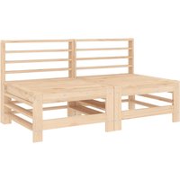 Berkfield Home Garden Middle Sofas 2 pcs Solid Wood Pine in Brown