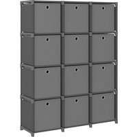 Berkfield Home 12-Cube Display Shelf with Boxes Grey 103x30x141 cm Fabric | Size: 103 x 30 x 141 cm