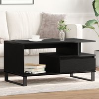 Berkfield Home Coffee Table Black Oak 90x49x45 cm Engineered Wood | Size: 90 x 49 x 45 cm