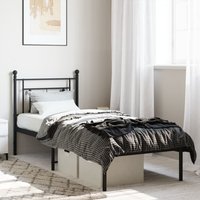 Berkfield Home Metal Bed Frame without Mattress with Headboard Black 80x200cm | Size: 80x200 cm