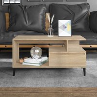 Berkfield Home Coffee Table Sonoma Oak 90x49x45 cm Engineered Wood in Brown | Size: 90 x 49 x 45 cm