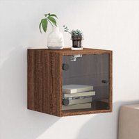 Berkfield Home Bedside Cabinet with Glass Door Brown Oak 35x37x35 cm | Size: 35 x 37 x 35 cm