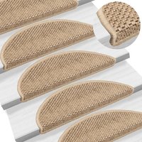 Stair Mats Self adhesive Sisal Look 15 pcs 56x17x3 cm Sand
