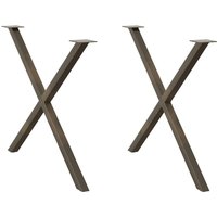 Berkfield Home Dining Table Legs X-Shaped 2 pcs Natural Steel 90x(72-73) cm Steel in Brown