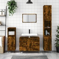 Berkfield Home Bathroom Cabinet Smoked Oak 80x33x60 cm Engineered Wood in Brown | Size: 80 x 33 x 60 cm