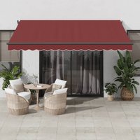 Manual Retractable Awning LEDs Burgundy 400x300 cm