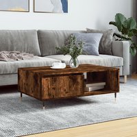 Berkfield Home Coffee Table Smoked Oak 90x60x35 cm Engineered Wood in Brown | Size: 90 x 60 x 35 cm
