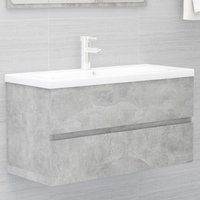 Berkfield Home Sink Cabinet with Built-in Basin Concrete Grey Engineered Wood