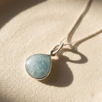 Harfi Women's Aquamarine March Birthstone Sterling Silver Necklace | Size: 18 inches