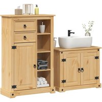 Berkfield Home 2 Piece Bathroom Furniture Set Corona Solid Wood Pine in Brown