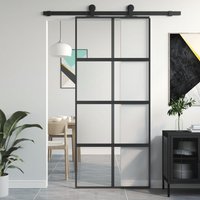 Sliding Door 90x205 cm Tempered Glass & Aluminium