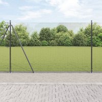 Berkfield Home Welded Wire Fence with 13 Flanged Posts Grey 1.4x50 m Steel