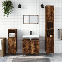 Berkfield Home Bathroom Cabinet Smoked Oak 58x33x60 cm Engineered Wood in Brown | Size: 58 x 33 x 60 cm