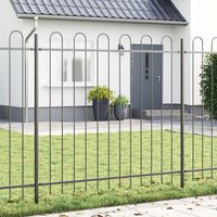 Berkfield Home Garden Fence with Hoop Top Grey 8.5x1.5 m Steel
