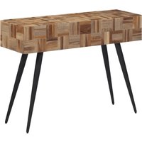 Berkfield Home Console Table 110x34x80 cm Solid Reclaimed Teak in Grey | Size: 110 x 34 x 80 cm