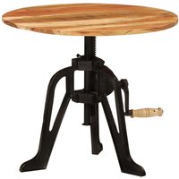 Berkfield Home Side Table 60x(42-62) cm Solid Wood Acacia & Cast Iron in Brown