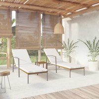 Berkfield Home Sun Loungers 2 pcs with Table Poly Rattan Brown