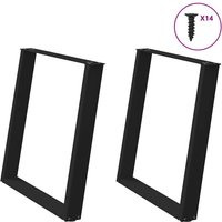 Berkfield Home vidXL Dining Table Legs U-Shaped 2 pcs Black 70x(72-73) cm Steel
