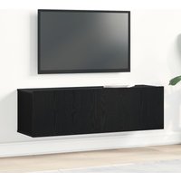 Berkfield Home Black Oak Wall-Mounted TV Cabinet 100x30x30 cm Made from Engineered Wood | Size: 100 x 30 x 30 cm