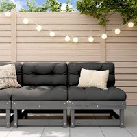 Berkfield Home Middle Sofas with Cushions 2 pcs Grey Solid Wood Pine