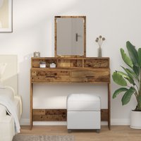 Berkfield Home Dressing Table with Drawers Old Wood 100x41x140 cm in Brown | Size: 100 x 41 x 140 cm