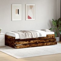 Berkfield Home Daybed with Drawers without Mattress Smoked Oak 90x200 cm in Brown
