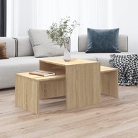 Berkfield Home Coffee Table Set Sonoma Oak 100x48x40 cm Engineered Wood in Brown | Size: 100 x 48 x 40 cm